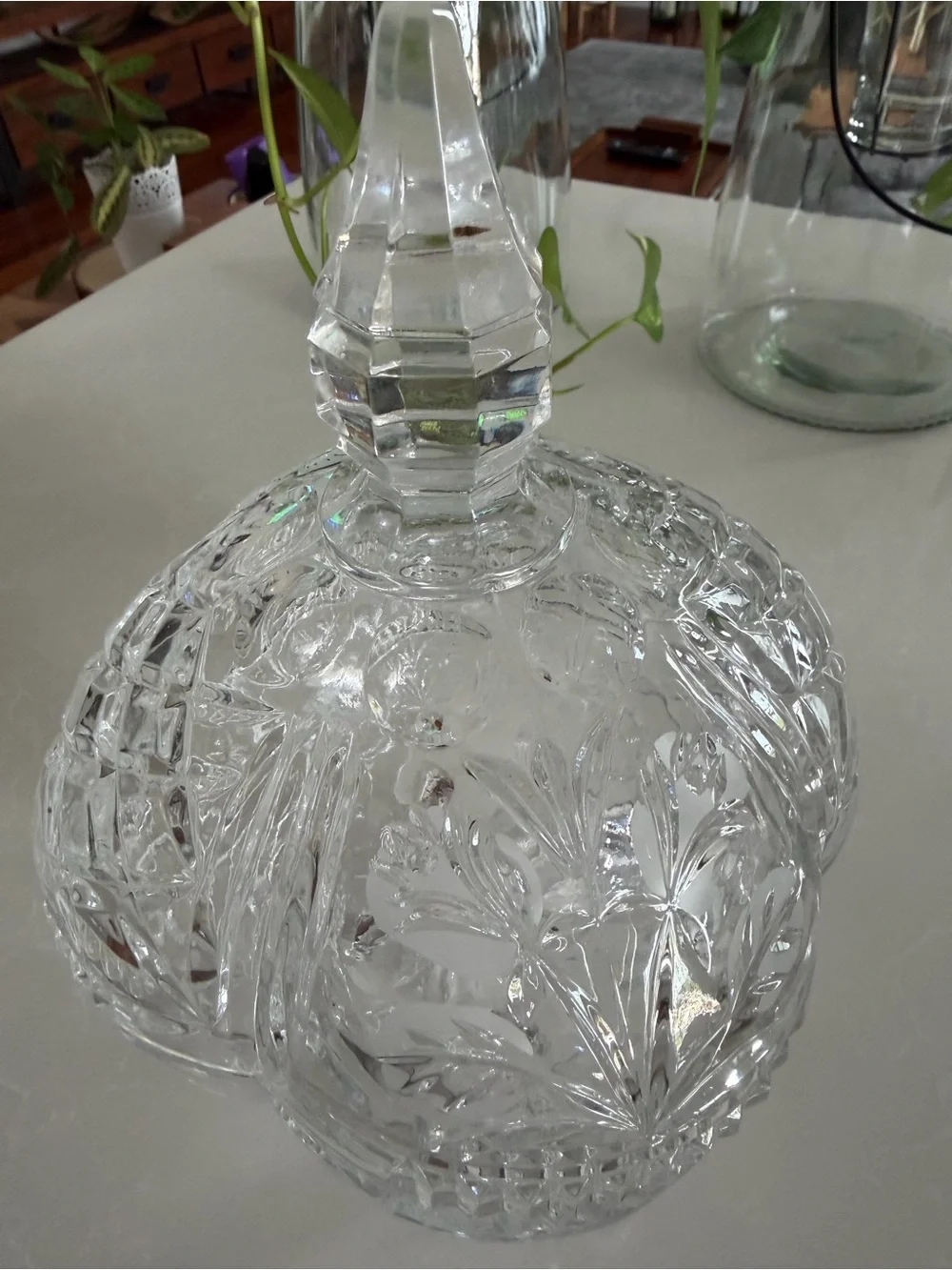 Vintage Cut Crystal Covered Candy Dish 10” Footed Lidded Trinket Bowl NWOT